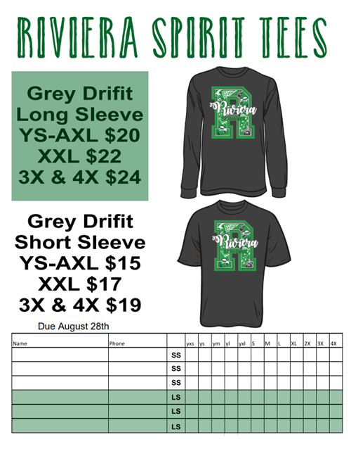 CALLING ALL RIVIERA SEAHAWK FANS!  Junior High Volleyball is hosting a Fundraiser for spirit shirts. 