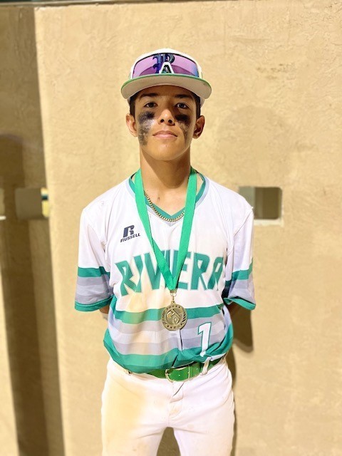 Big News for  Riviera Baseball!   Our very own Aidan Andalon was awarded the 2A Hitter of the Week. Nominations came from all over the state and he was chosen as the winner! 