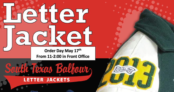 Order your letter jacket May 17th in the front office of KECHS from 11 a.m.-2 p.m.